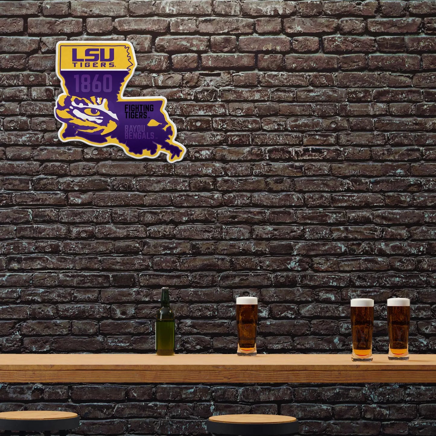NCAA LSU Tigers State Shape Cut Pennant 18x18