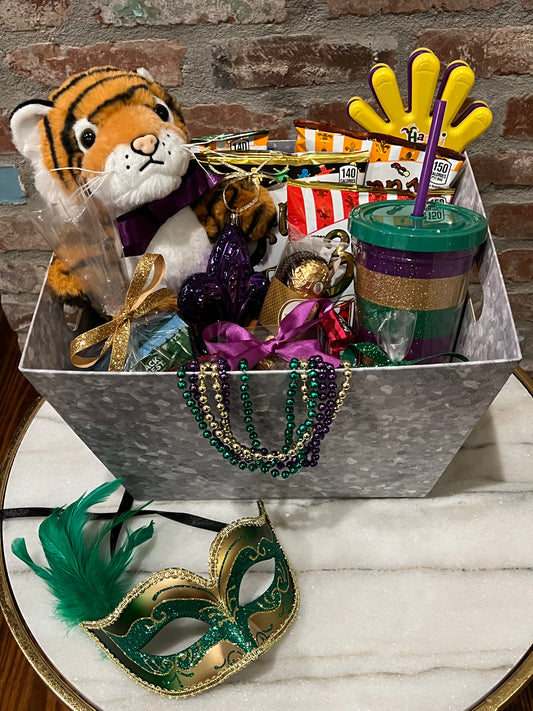 Large Mardi Gras Green Mask Box