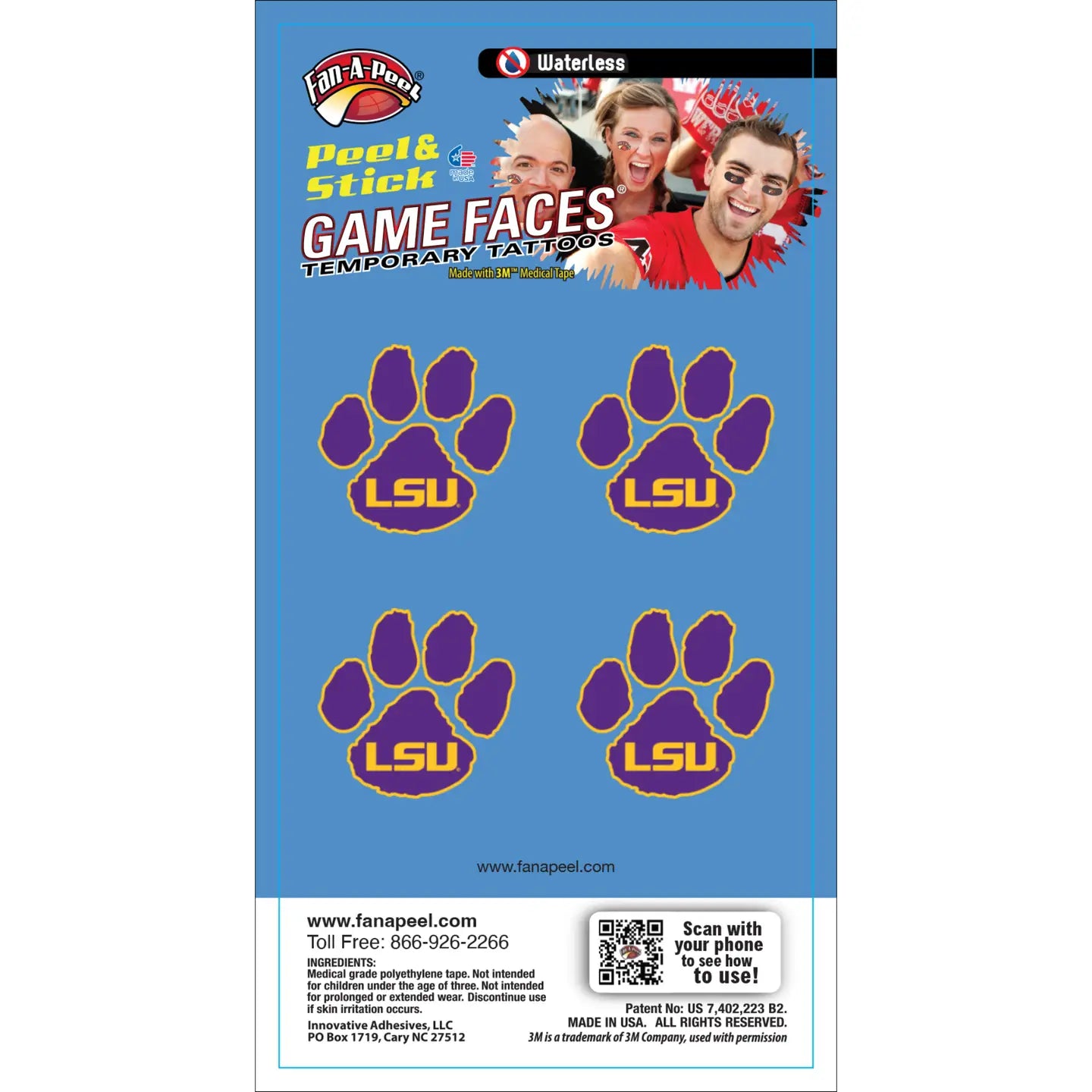 LSU Tiger Paw Temporary Tattoos