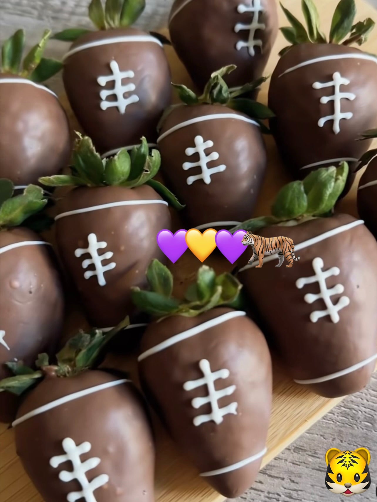 Dozen LSU “Football” Chocolate Covered Strawberries Box