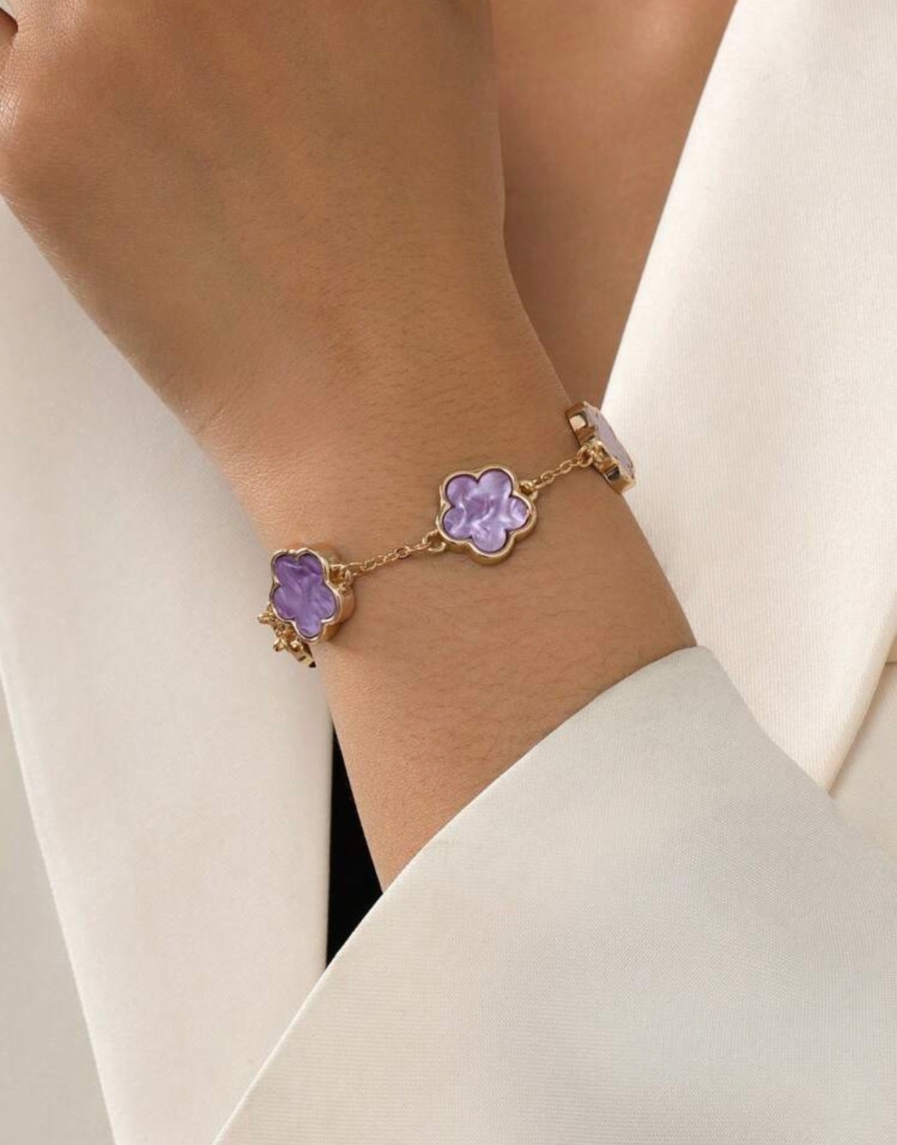 Purple Lucky Clover Bracelet