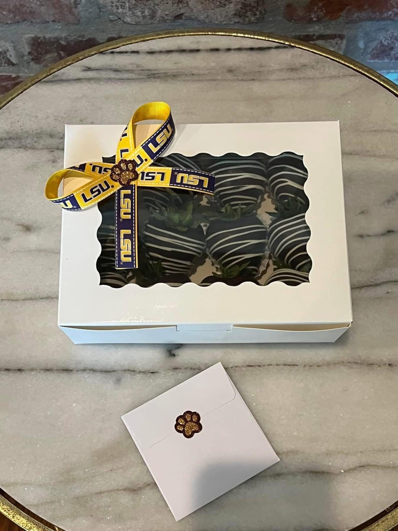 Dozen LSU Chocolate Covered Strawberries Box