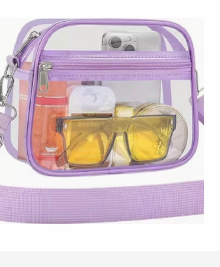 Clear Purple Purse with Wide Strap