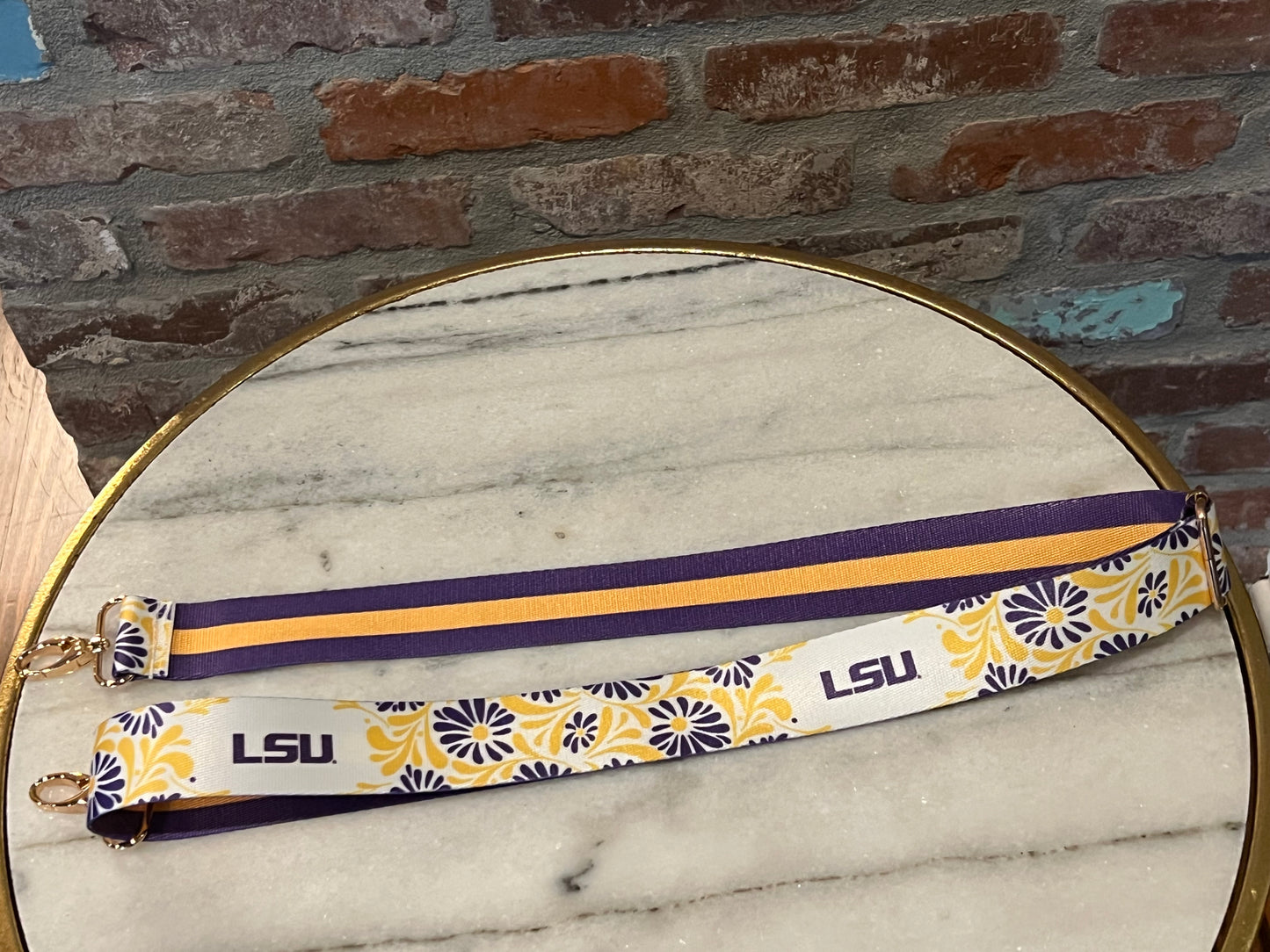Reversible LSU Floral Patterned Purse Strap