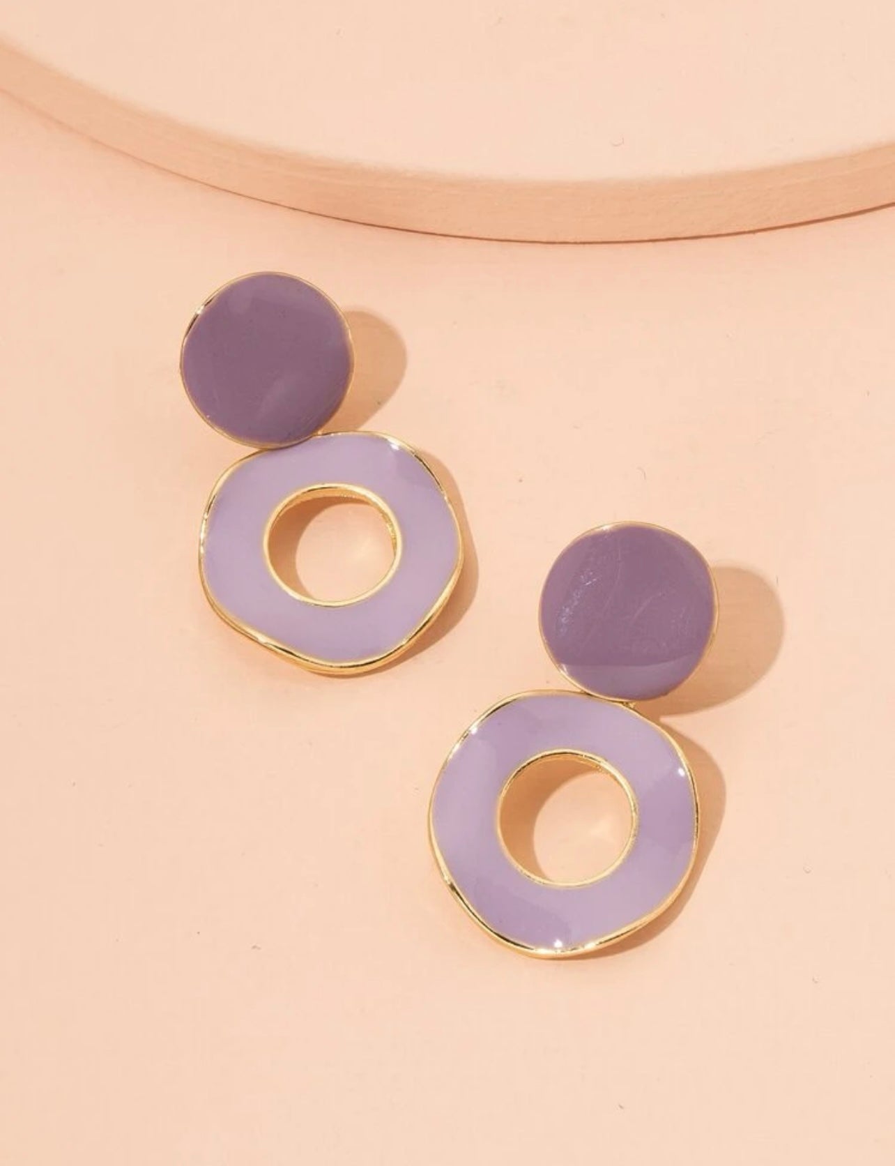 Light Purple Irregular Round Drop Earrings