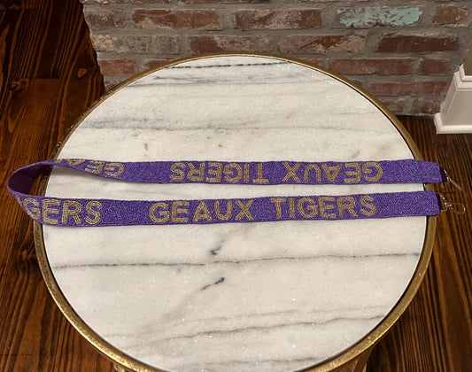 Purple Geaux Tigers Beaded Strap