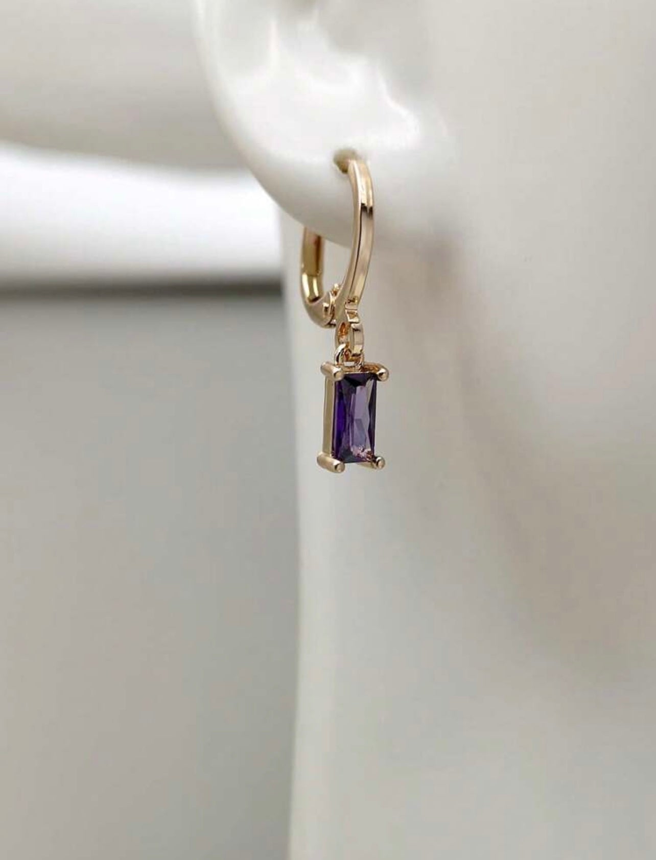 Purple Minimalist Rectangle Earrings