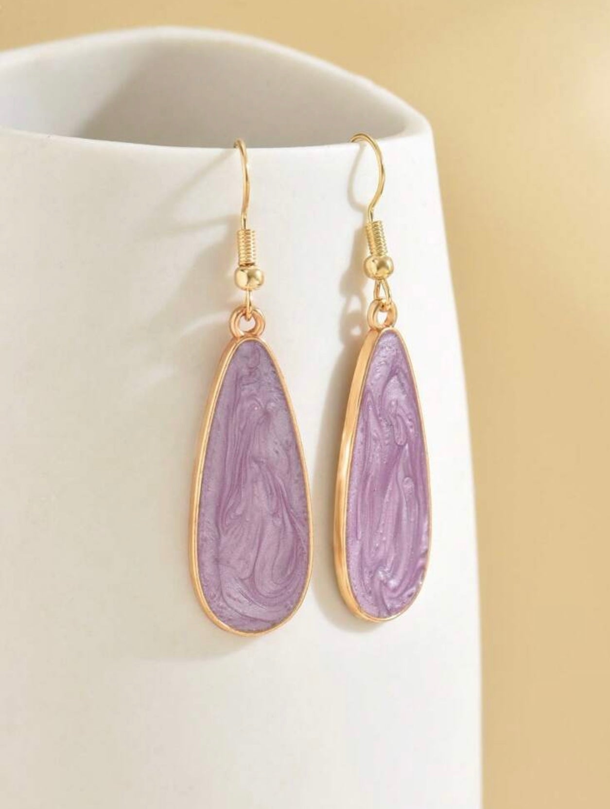 Iridescent Pale Purple Teardrop Shaped Earrings