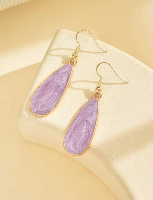 Iridescent Pale Purple Teardrop Shaped Earrings