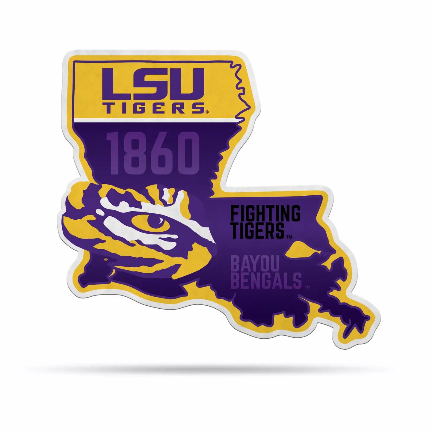 NCAA LSU Tigers State Shape Cut Pennant 18x18