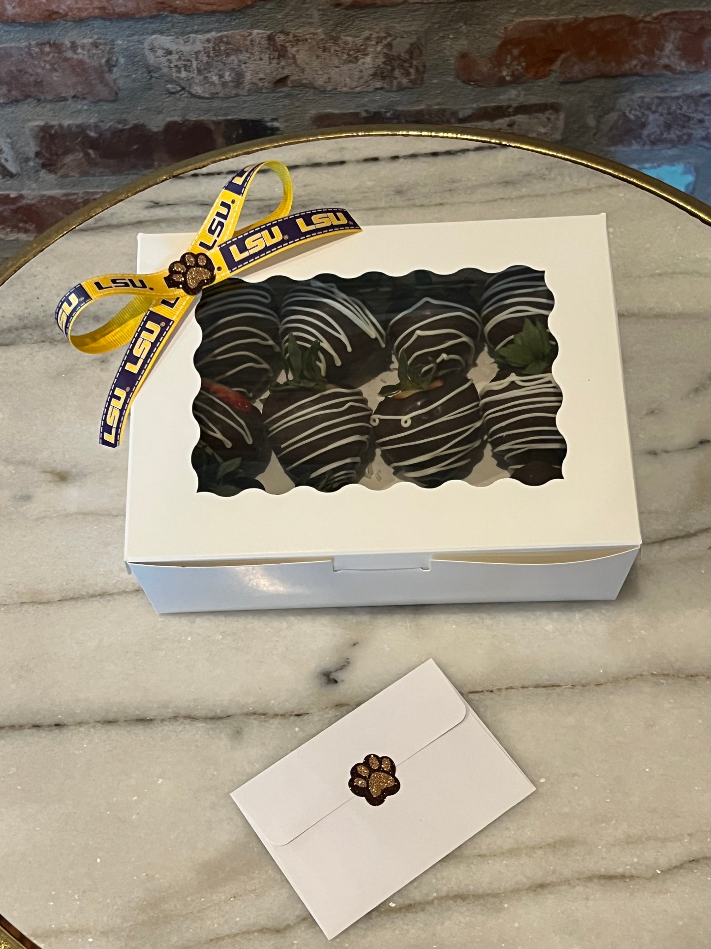 Dozen LSU Chocolate Covered Strawberries Box