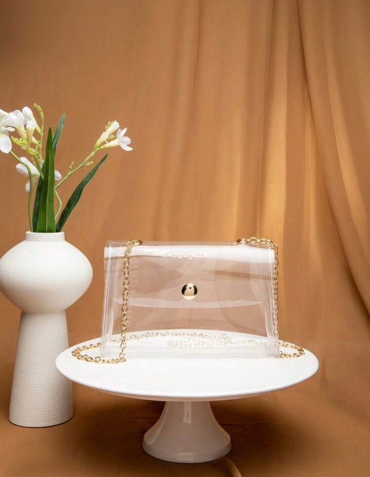 Clear Purse with Gold Chain