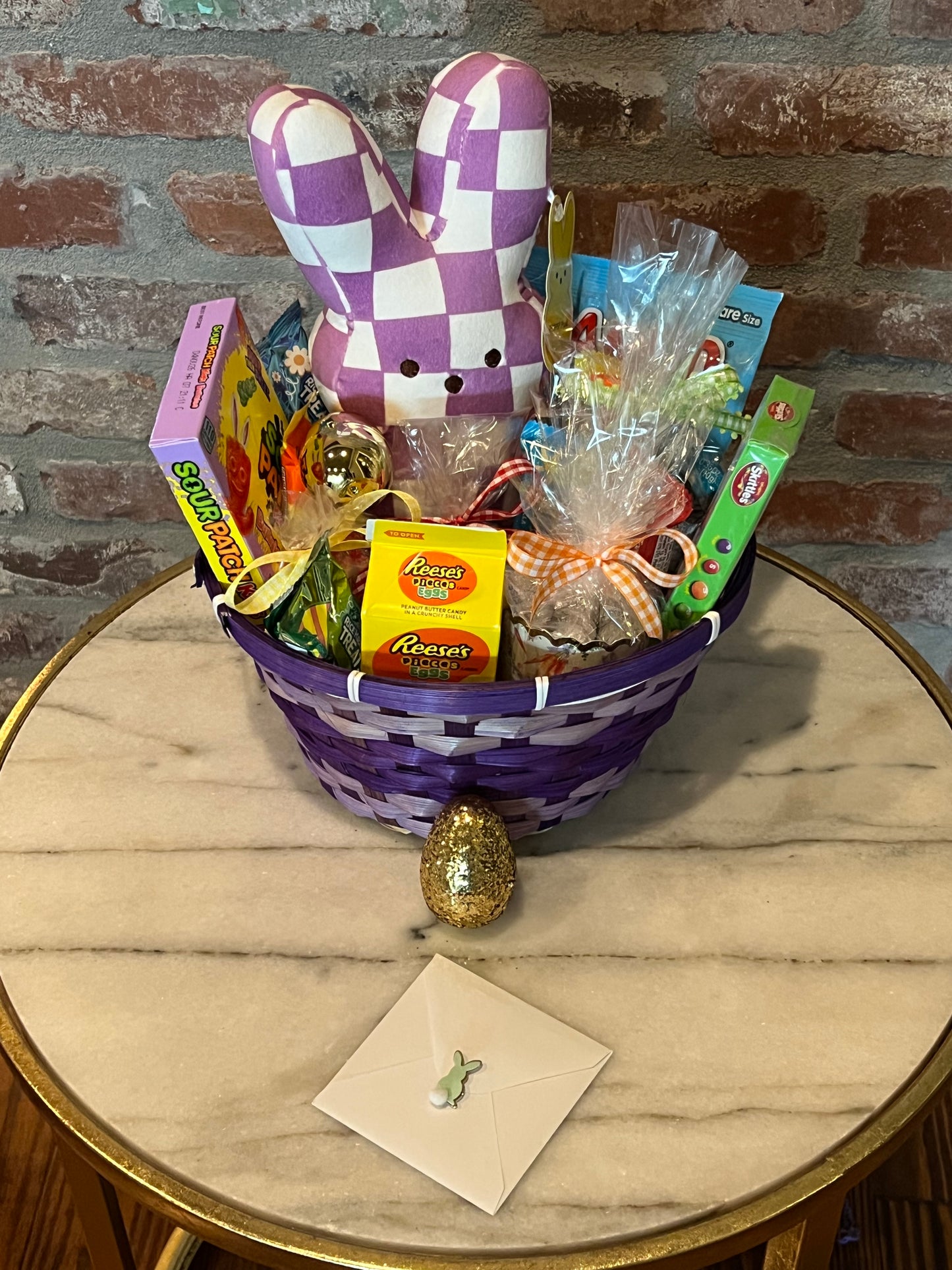 PEEPS Purple Checkered Basket