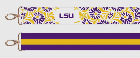 Reversible LSU Floral Patterned Purse Strap