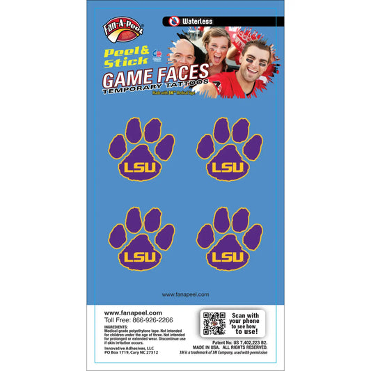 LSU Tiger Paw Temporary Tattoos