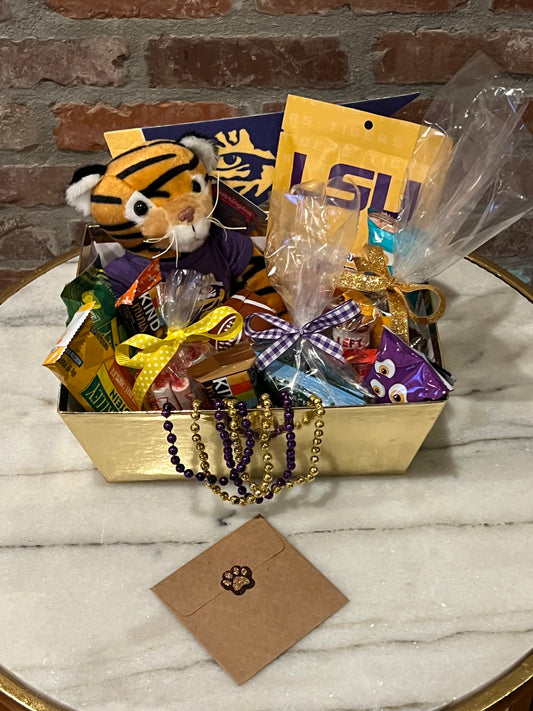 Welcome Back Tigers Petit LSU Mascot Birthday Box 2 with Bundtlet