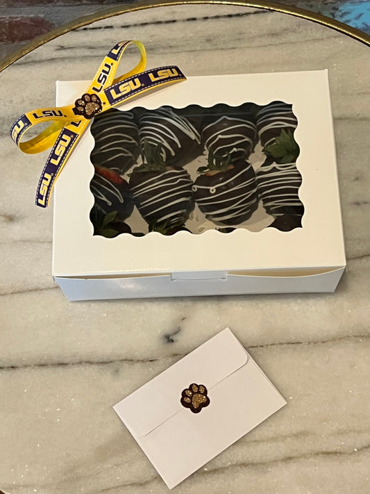 Dozen LSU Chocolate Covered Strawberries Box