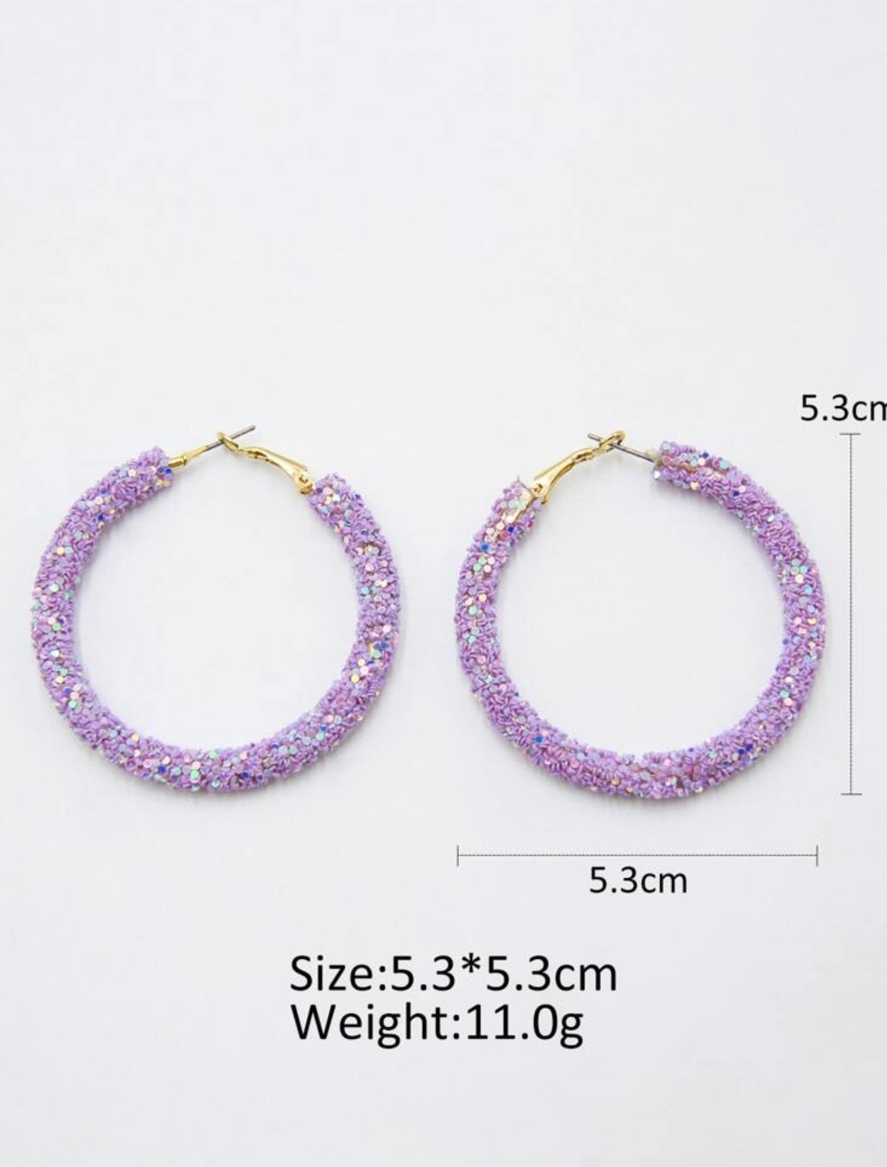 Sequin Light Purple Hoop Earrings