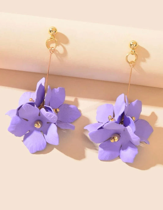 Purple Floral Pendant Earrings