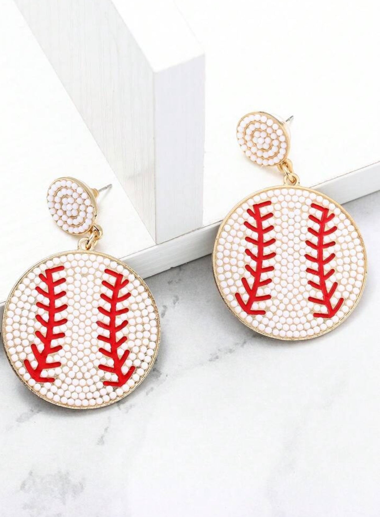 Beaded Baseball Earrings