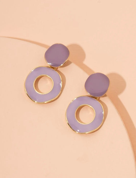 Light Purple Irregular Round Drop Earrings