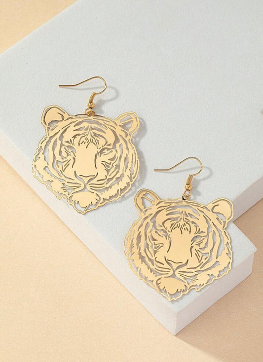 Tiger Metal Earrings