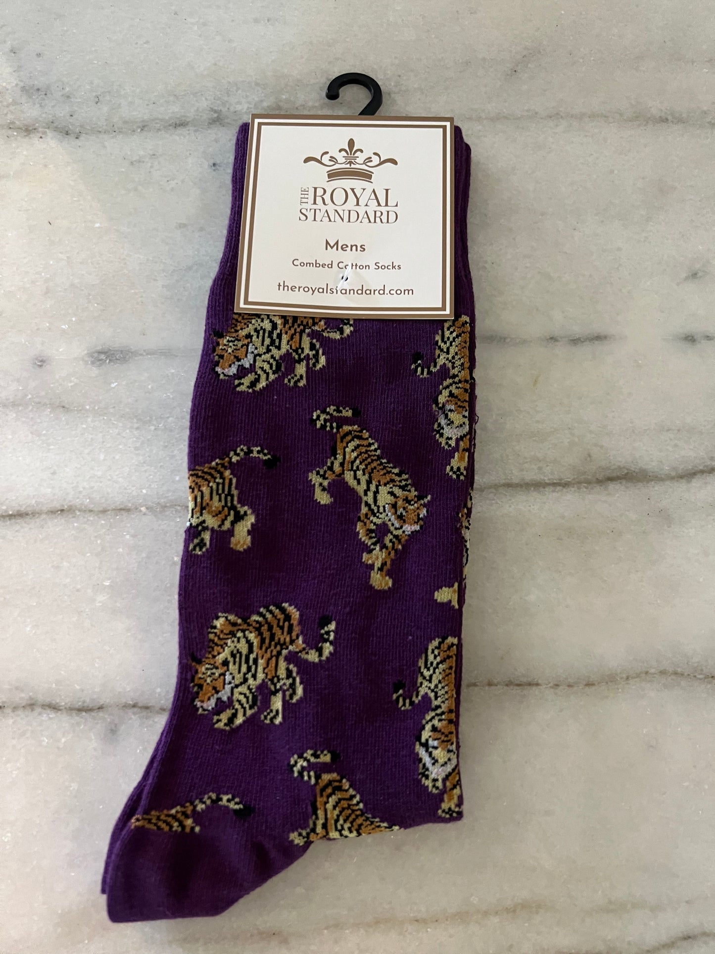 Men's Go Get Em Tiger Socks Purple/Gold/Taupe - One Size