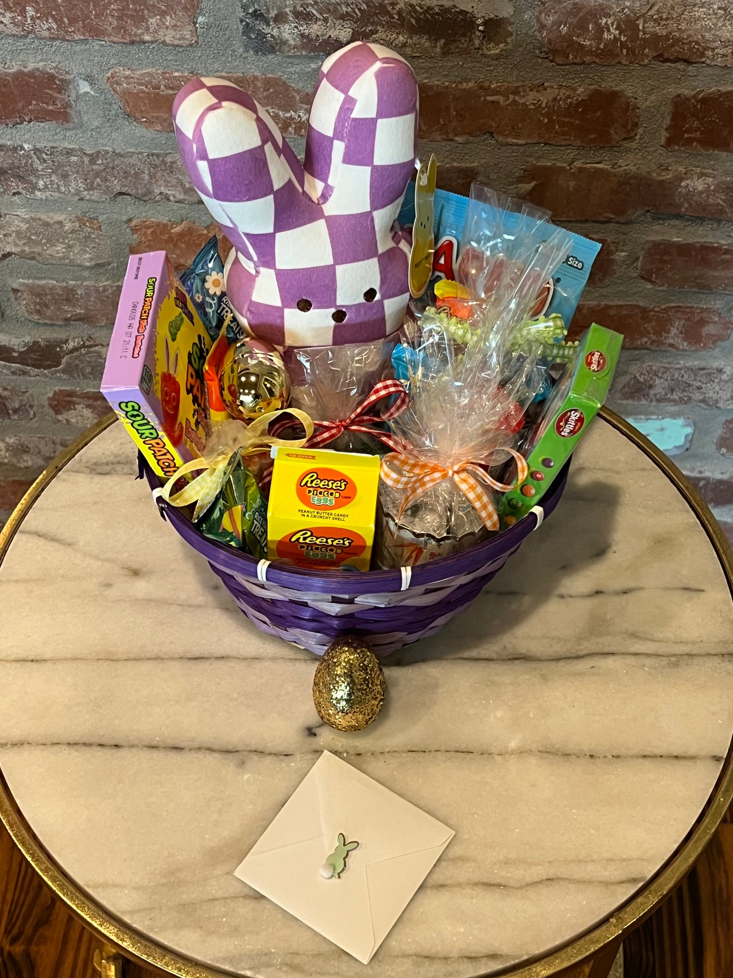 PEEPS Purple Checkered Basket