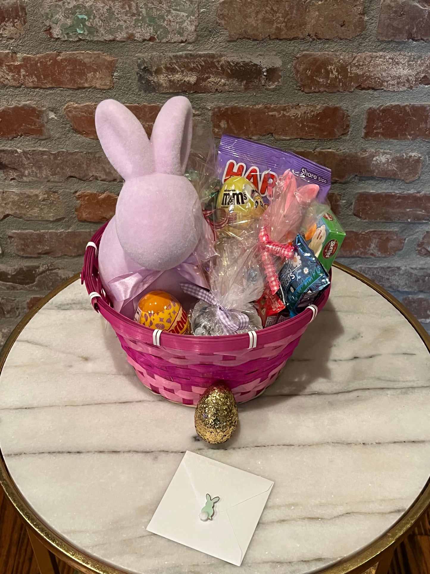 Purple Sitting Flocked Bunny Basket