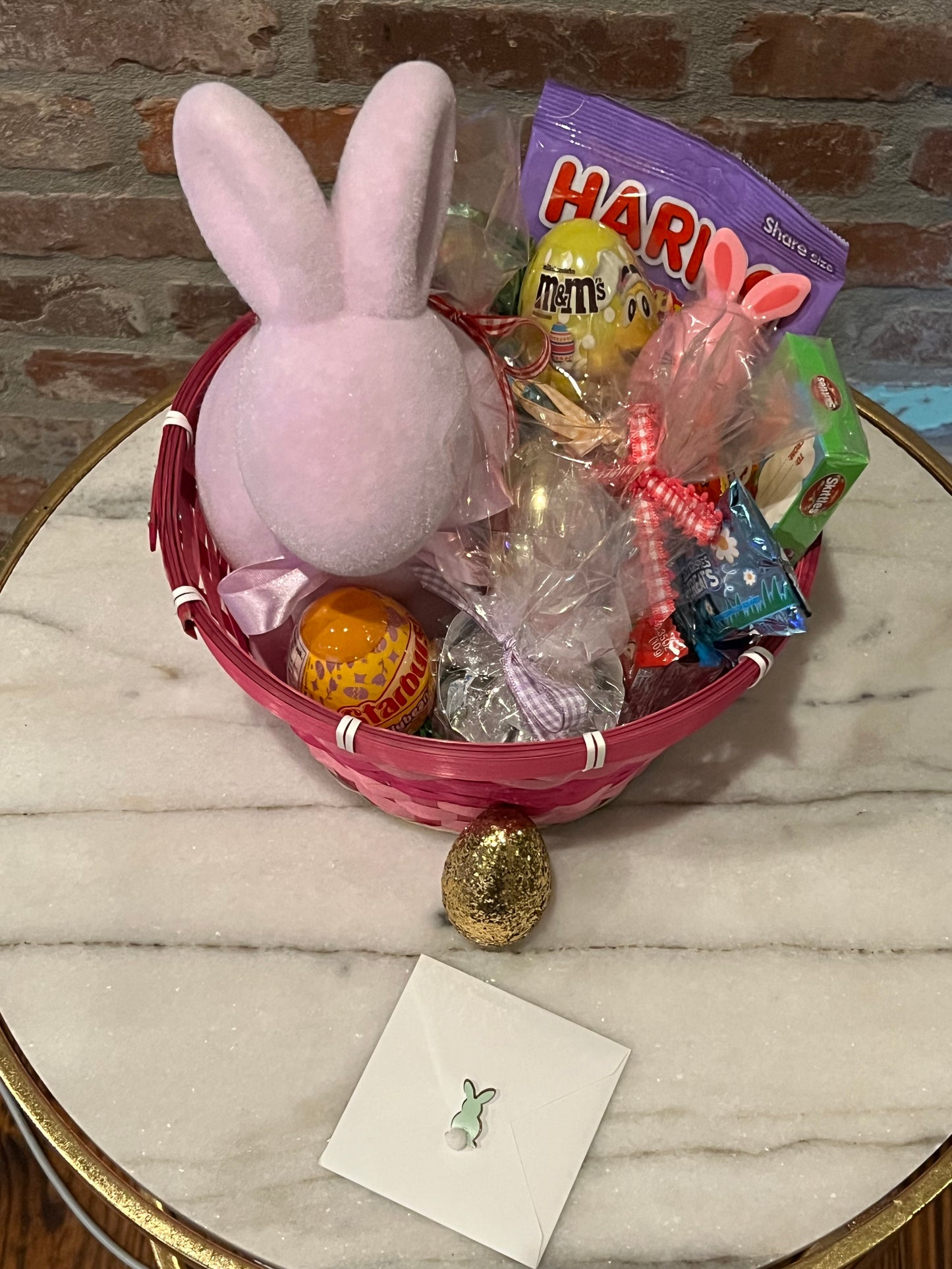 Purple Sitting Flocked Bunny Basket