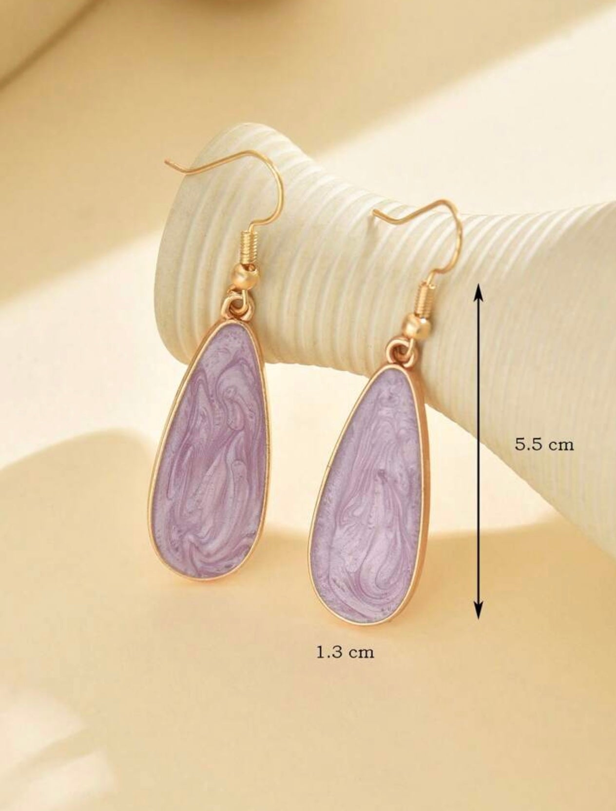 Iridescent Pale Purple Teardrop Shaped Earrings