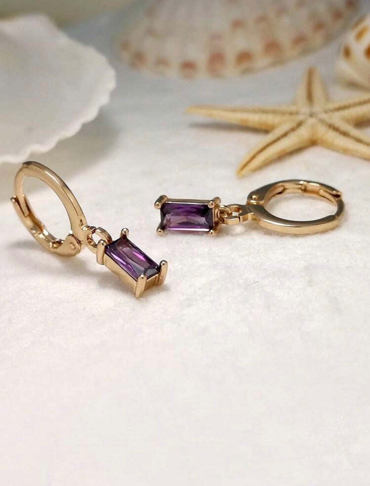 Purple Minimalist Rectangle Earrings