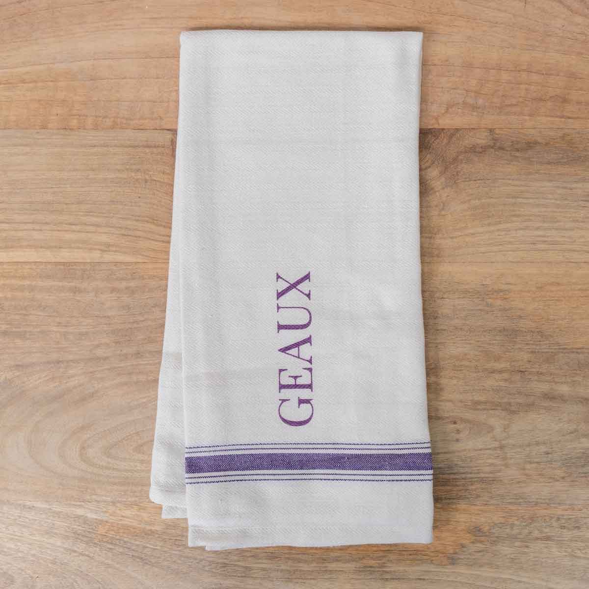 Geaux Hand Towel Cream/Purple 20x28