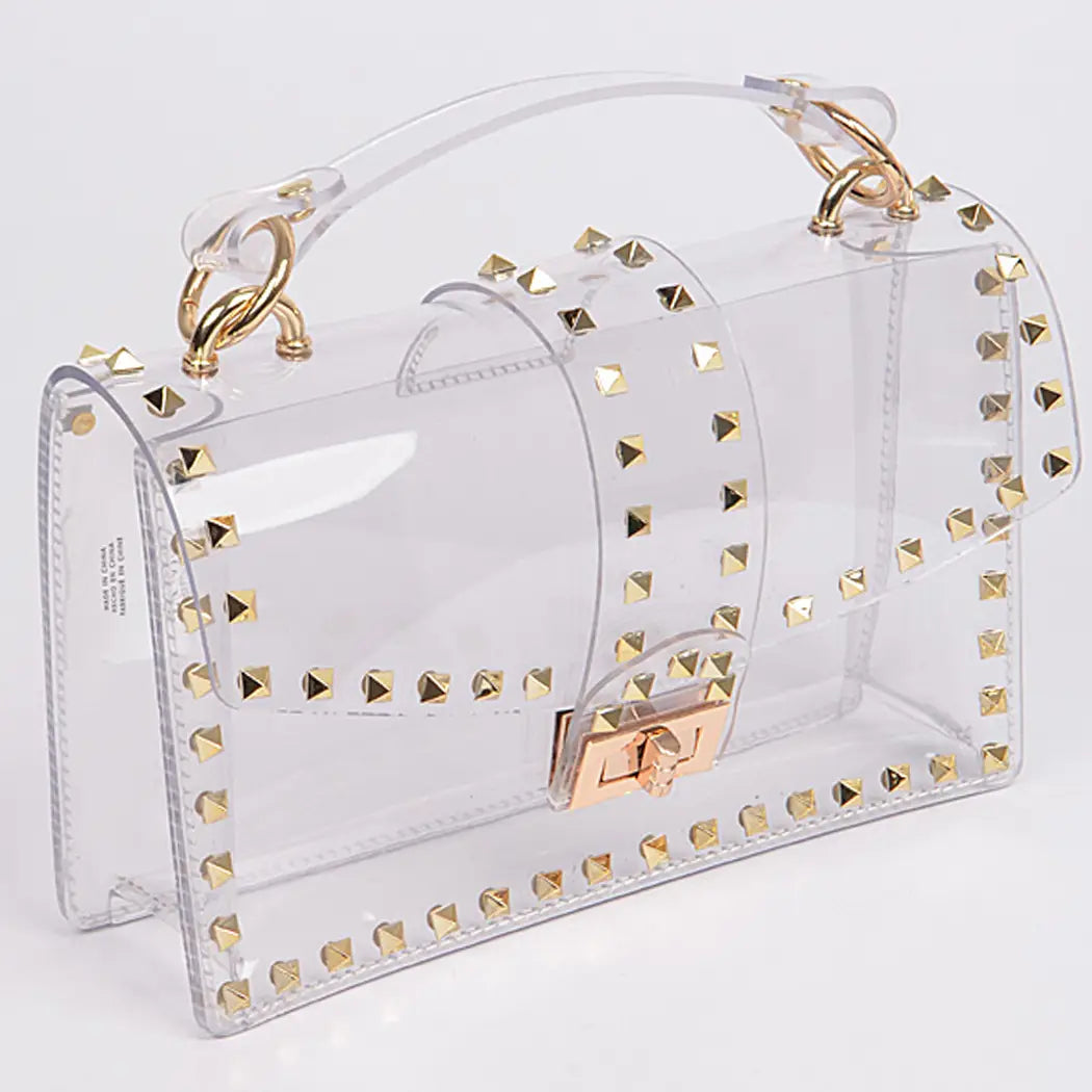 Clear Studded Clutch