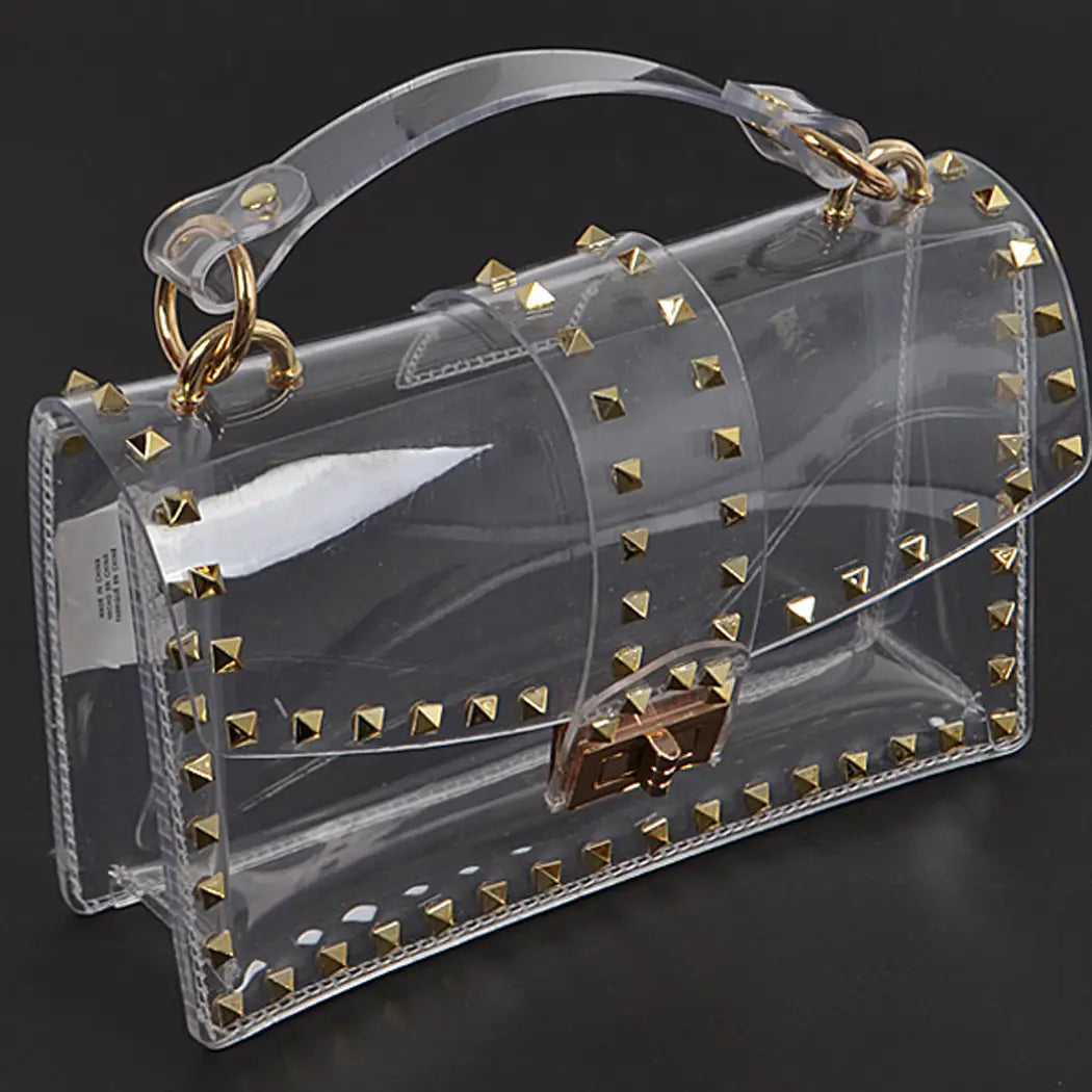 Clear Studded Clutch