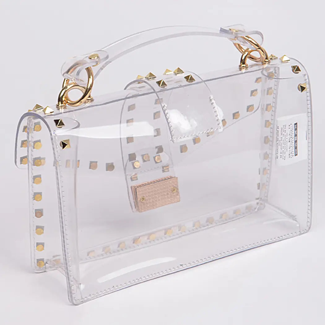 Clear Studded Clutch