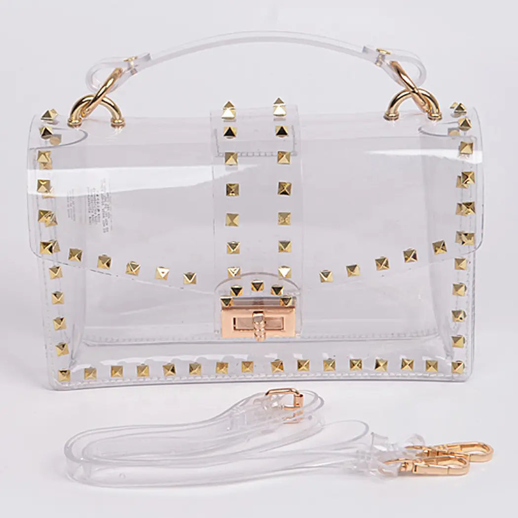 Clear Studded Clutch